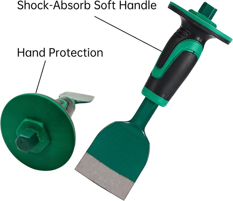 CForge Heavy Duty Masonry Chisel,9 Inch Brick Chisel With Hand Protector,for Demolition,Masonry,Carving,Concrete (Green) - Image 4